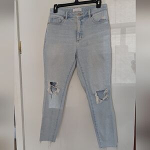 LOFT Light Blue Distressed Skinny Jeans